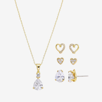 Sparkle Allure Light Up Box 4-pc. Cubic Zirconia 14K Gold Over Brass Heart Jewelry Set