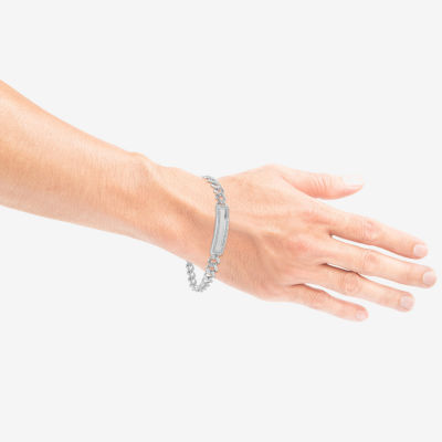 Sterling Silver 8 1/2 Inch Solid Id Bracelet