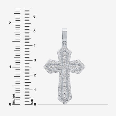 Mens 2 CT. T.W. Natural White Diamond 10K Gold 10K White Gold Cross Pendant