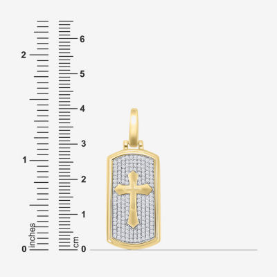 Mens 3/4 CT. T.W. Natural White Diamond 10K Gold Dog Tag Pendant