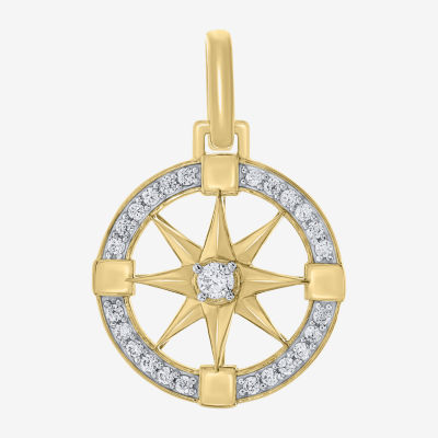 Mens 1/2 CT. T.W. Natural White Diamond 14K Gold Over Silver Circle Pendant