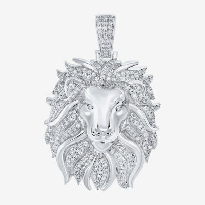 Mens 1 1/2 CT. T.W. Natural White Diamond Sterling Silver Pendants