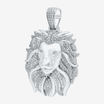 Mens 1 1/2 CT. T.W. Natural White Diamond Sterling Silver Pendants