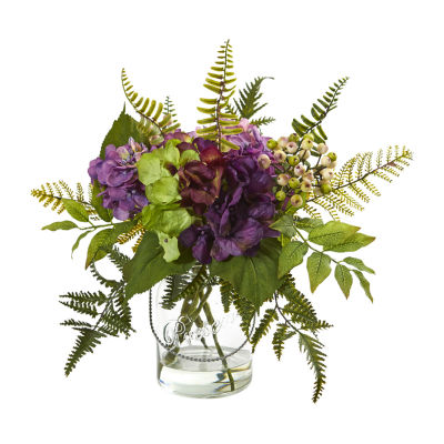 14" Hydrangea & Berry Artificial Arrangement