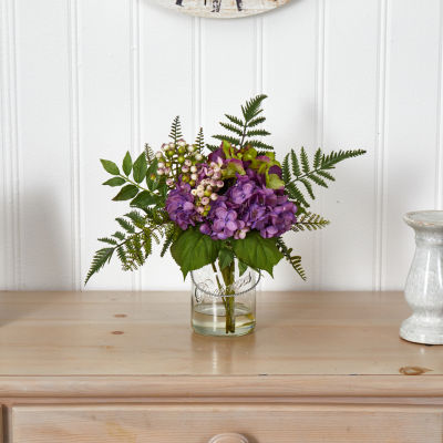 14" Hydrangea & Berry Artificial Arrangement