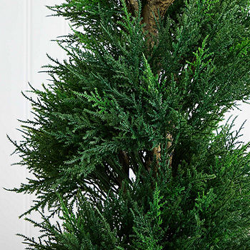 Spiral Cypress Artificial Tree in Cylinder Planter UV Resistant (Indoor/Outdoor), Color: Green - JCPenney