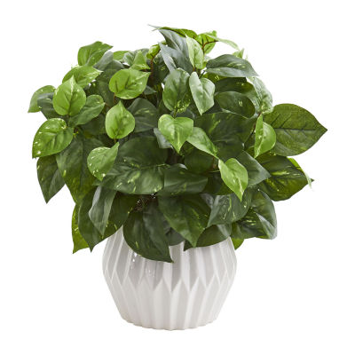 16’’ Pothos Artificial Plant in White Ceramic Vase