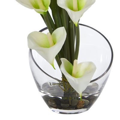 15.5" Calla Lily and Grass Artificial Arrangement in Vase