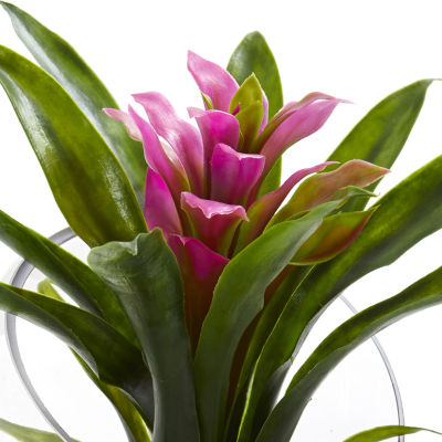 8’’ Tropical Bromeliad in Angled Vase Artificial Arrangement