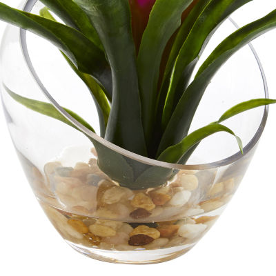 8’’ Tropical Bromeliad in Angled Vase Artificial Arrangement