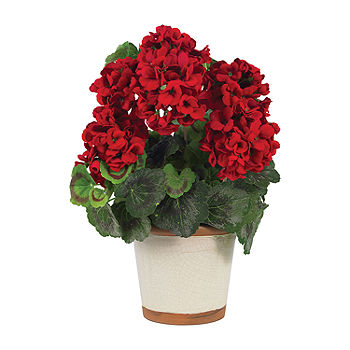 Faux Red and White Geranium Urn/Planter Filler