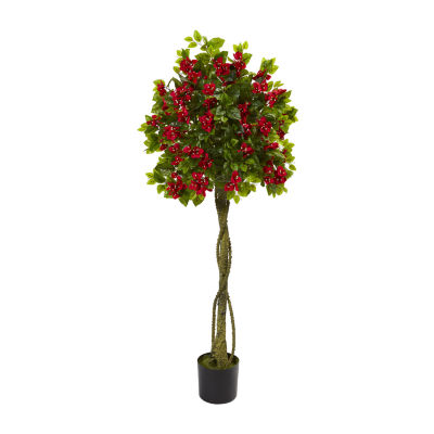 5' Ficus Artificial Topiary Tree; UV Resistant (Indoor/Outdoor), Color:  Green - JCPenney