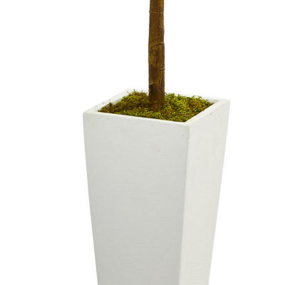 4’ Fiddle Leaf Artificial Tree in White Tower Planter