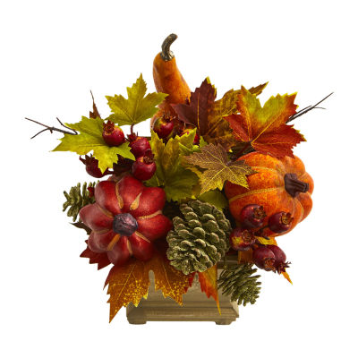 Pumpkin, Gourd, Berry and Maple Leaf Artificial Arrangement