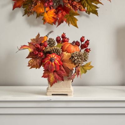 Pumpkin, Gourd, Berry and Maple Leaf Artificial Arrangement