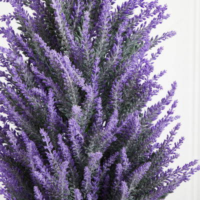 Lavender in White Wicker Planter Artificial Plant