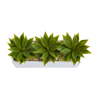Nearly Natural Agave Succulent In Rectangular Planter Artificial Plant