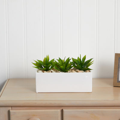 Nearly Natural Agave Succulent In Rectangular Planter Artificial Plant