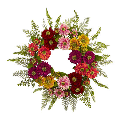 Nearly Natural Mixed Flower Wreath Artificial Flowers