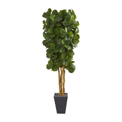 Nearly Natural Fiddle Leaf Artificial Tree In Slate Planter Artificial  Plant