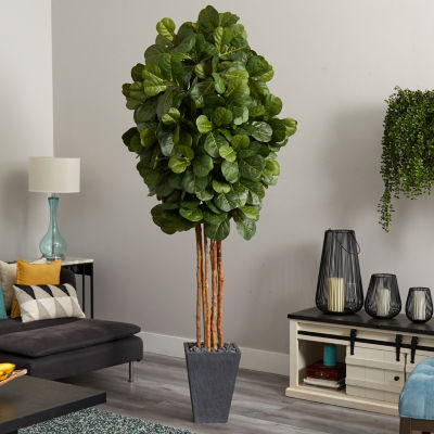 Nearly Natural Fiddle Leaf Artificial Tree In Slate Planter