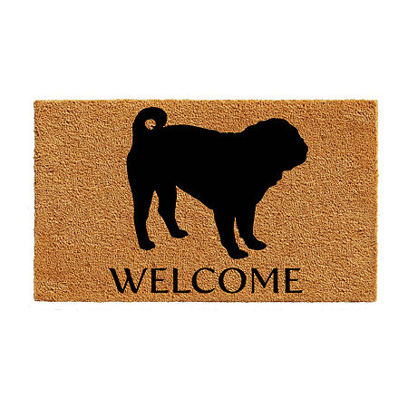 Calloway Mills Pug Outdoor Rectangular Doormats, One Size, White