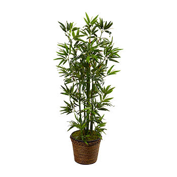 4' Bamboo Artificial Tree in Coiled Rope Planter, Color: Green - JCPenney