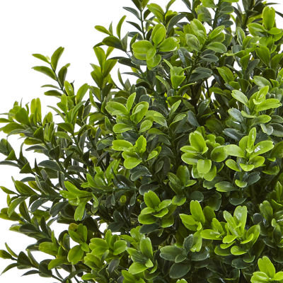 Boxwood Evergreen Artficial Plant in White Vase (Indoor/Outdoor)