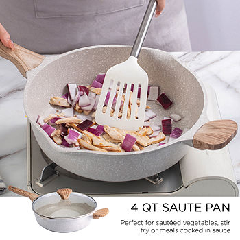 Country Kitchen Pots and Pans Set Nonstick, 6 Piece Cookware Sets, Beige