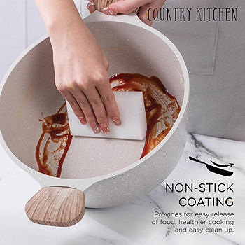 Country Kitchen 16-pc. Aluminum Nonstick Cookware Set with Detachable  Handles