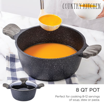 Country Kitchen 13 Piece Pots and Pans Set - Safe Nonstick Cookware Set  Detachable Handle