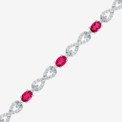 Gemstone Sterling Silver Infinity 7.5 Inch Tennis Bracelet