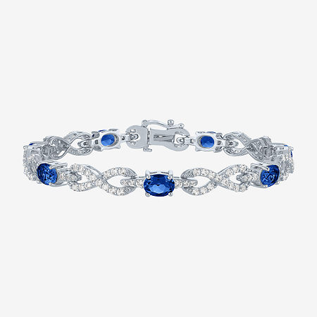 Gemstone Sterling Silver Infinity 7.5 Inch Tennis Bracelet, One Size, Blue Sapphire