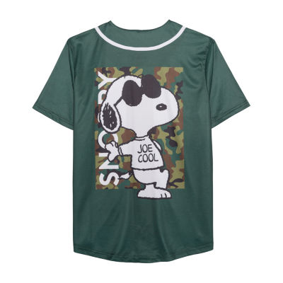 Mens Split Crew Neck Short Sleeve Snoopy Jersey