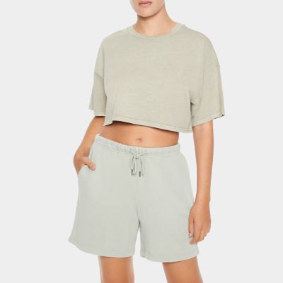 Forever 21 Oversized Cropped Washed Womens Juniors Crew Neck Short Sleeve T-Shirt