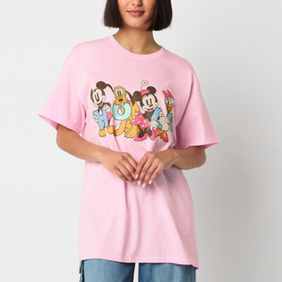 Juniors Hola Mickey and Friends Boyfriend Tee Womens Crew Neck Graphic T-Shirt