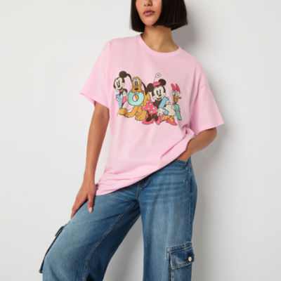 Juniors Hola Mickey and Friends Boyfriend Tee Womens Crew Neck Graphic T-Shirt