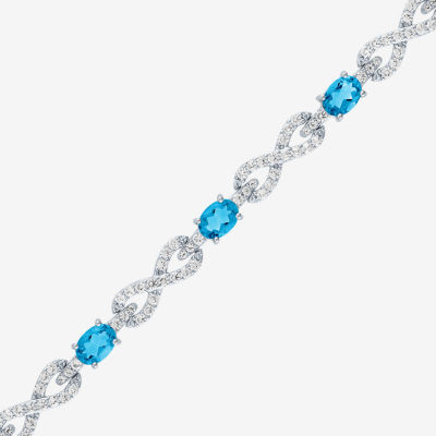 Gemstone Sterling Silver Infinity 7.5 Inch Tennis Bracelet