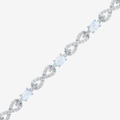 Gemstone Sterling Silver Infinity 7.5 Inch Tennis Bracelet