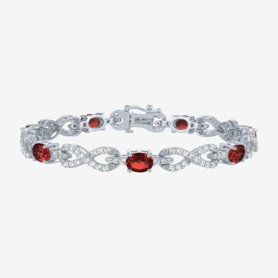 Genuine Red Garnet Sterling Silver 7.5 Inch Tennis Bracelet