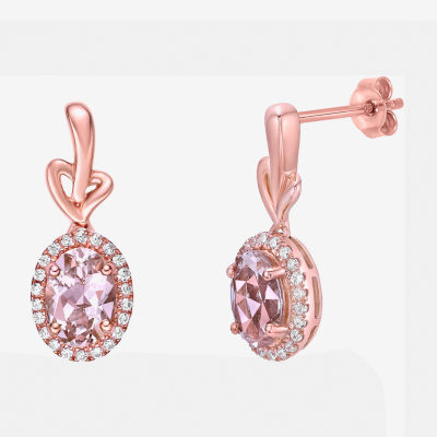 Gemstone 10K Gold Oval Drop Earrings