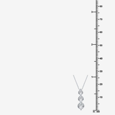 Yes Womens Lab Created White Sapphire Sterling Silver 18 Inch Pendant Necklace