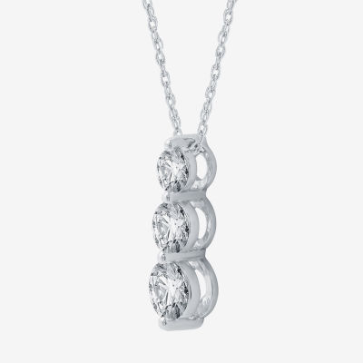 Yes, Please! Womens 18 Inch White Sapphire Sterling Silver Link Necklace Round