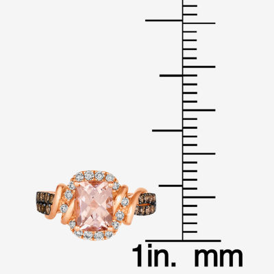 Le Vian® Ring featuring 1  1/2 CT. T.W. Peach Morganite™ 1/3 Nude Diamonds™ Chocolate Diamonds® set 14K Strawberry Gold®