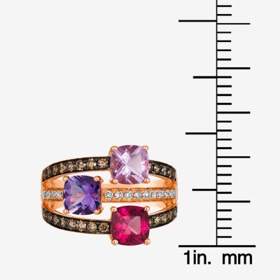 Le Vian® Ring featuring 1 3/8 CT. Grape Amethyst™ Raspberry Rhodolite® 1/2 Chocolate Diamonds® 1/5 Nude Diamonds™ set 14K Strawberry Gold®