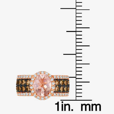 Le Vian® Ring featuring 1  1/3 CT. T.W. Peach Morganite™ 3/4 Chocolate Diamonds® 3/8 Nude Diamonds™ set 14K Strawberry Gold®