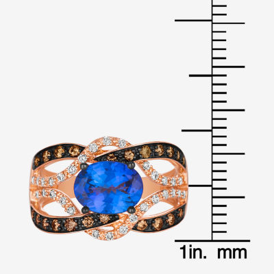 Le Vian® Ring featuring 1  3/4 CT. T.W. Blueberry Tanzanite® 1/3 Chocolate Diamonds® 1/5 Nude Diamonds™ set 14K Strawberry Gold®