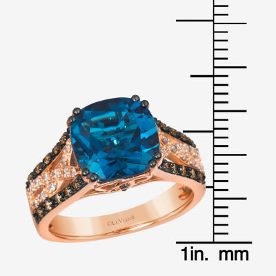 Le Vian® Ring featuring 4 1/2 cts. Deep Sea Blue Topaz™, 1/6 Chocolate Diamonds® , Nude Diamonds™  set 14K Strawberry Gold®