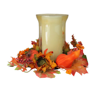 Northlight Sunflower With Pumpkin Pillar Candle Holder