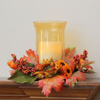 Northlight Sunflower With Pumpkin Pillar Candle Holder